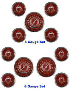 V8 Red Steelie Gauge Set