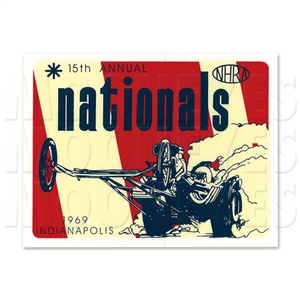 15th ANNUAL NHRA INDIANAPOLIS NATIONALS 1969 STICKER