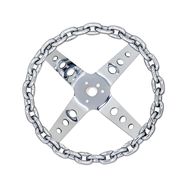 チェーンステアリング　ローライダーchicano jlug car ムーンアイズ Chain 4 Spoke Chrome Wheel (11