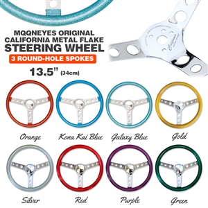 13.5" California Metal Flake: 3-Hole Spoke Steering Wheels