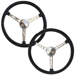15-inch Black Leather Steering Wheel Spoked With or Without Holes
