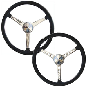15-inch Black Leather Steering Wheel Spoked With or Without Holes