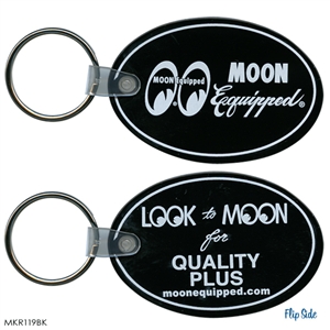 Moon Equipped Oval Rubber Keychain - Black
