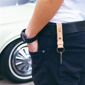 MOON LEATHER BUTTON STUD KEY RING