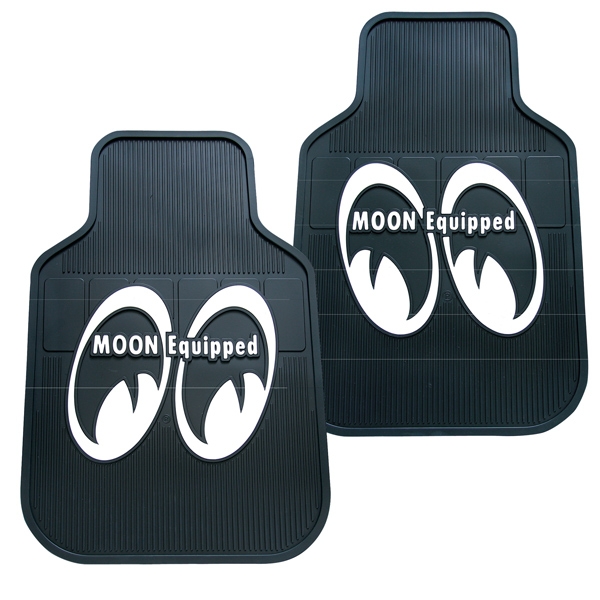 Mooneyes MOON Equipped Rubber Utility Mats Pair MP082BK - California Car  Cover Co.