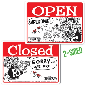Rat Fink OPEN CLOSED Message Board Sign - Horizontal