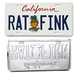 California License Plate (white base) "RAT FINK"