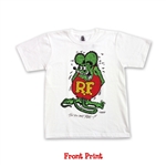 Rat Fink Color Standing Design Kids Tee in White